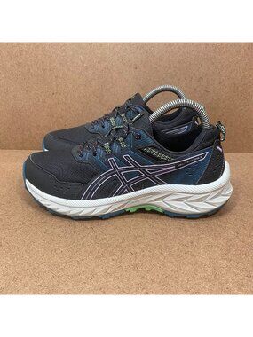 Asics Gel-Venture 9 Womens Trail Running Shoes Black Blue SZ 7 Athletic Footwear
